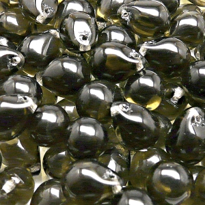 10pcs Czech Pressed Glass Teardrop Beads 10x14mm Black Diamond