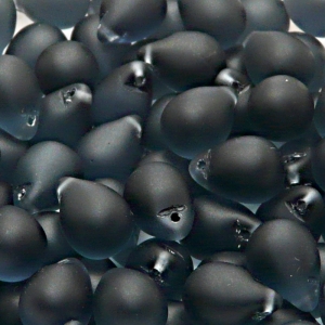 10pcs Czech Pressed Glass Teardrop Beads 10x14mm Montana Sapphire Matte