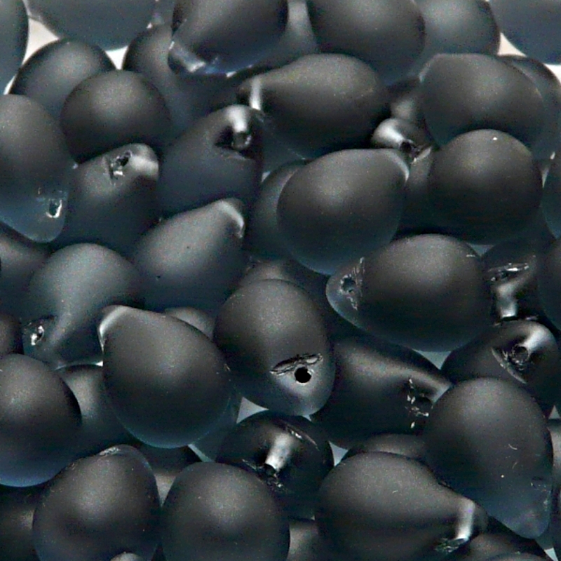 10pcs Czech Pressed Glass Teardrop Beads 10x14mm Montana Sapphire Matte