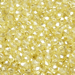 100pcs Czech Fire Polished Faceted Glass Beads Round 4mm Crystal Yellow Luster
