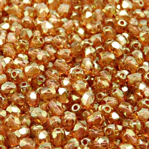 100pcs Czech Fire Polished Faceted Glass Beads Round 4mm Crystal Red Luster