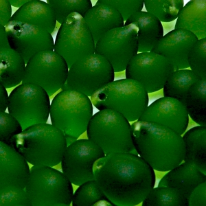 10pcs Czech Pressed Glass Teardrop Beads 10x14mm Chrysolite Matte