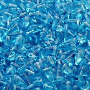 50pcs Czech Pressed Glass Spike Beads 5x8mm Light Aquamarine