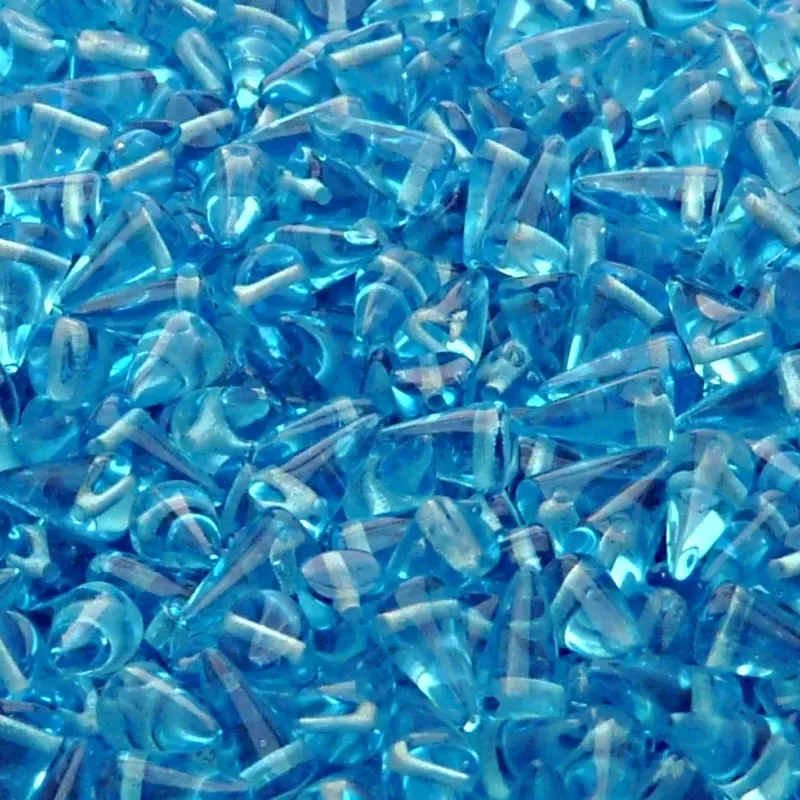 50pcs Czech Pressed Glass Spike Beads 5x8mm Light Aquamarine