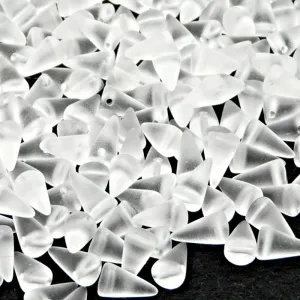 50pcs Czech Pressed Glass Spike Beads 5x8mm Crystal Matte