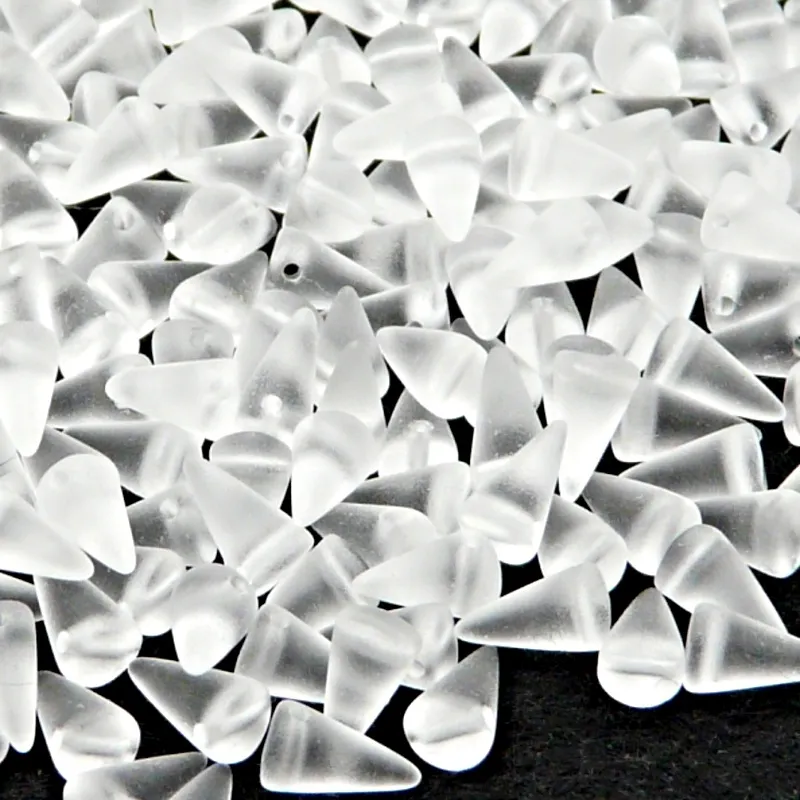 50pcs Czech Pressed Glass Spike Beads 5x8mm Crystal Matte