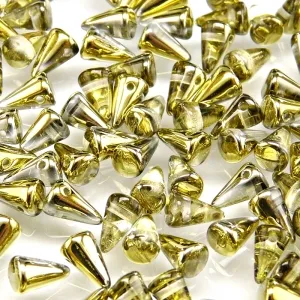 50pcs Czech Pressed Glass Spike Beads 5x8mm Crystal Amber