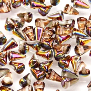 50pcs Czech Pressed Glass Spike Beads 5x8mm Crystal Sliperit