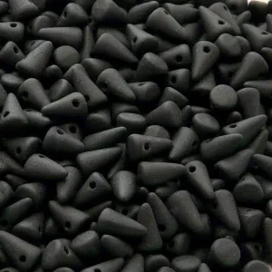 50pcs Czech Pressed Glass Spike Beads 5x8mm Jet Matte