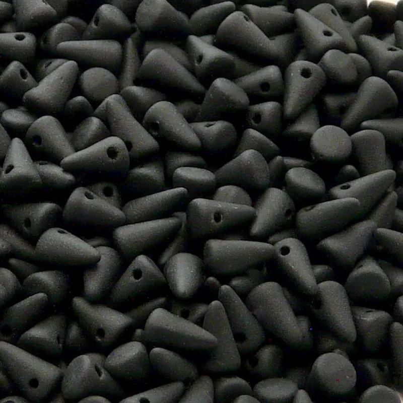 50pcs Czech Pressed Glass Spike Beads 5x8mm Jet Matte