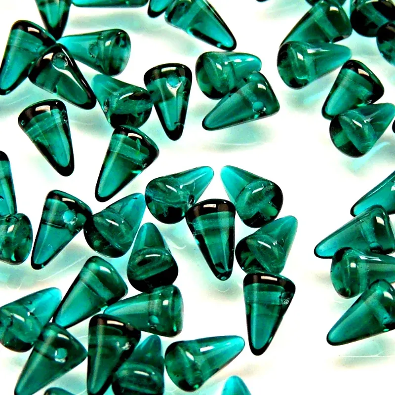50pcs Czech Pressed Glass Spike Beads 5x8mm Emerald
