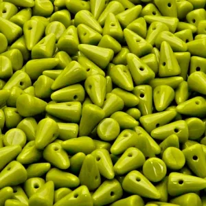 50pcs Czech Pressed Glass Spike Beads 5x8mm Opaque Olivine