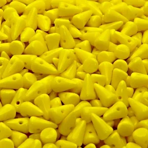 50pcs Czech Pressed Glass Spike Beads 5x8mm Opaque Yellow