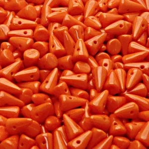 50pcs Czech Pressed Glass Spike Beads 5x8mm Coralline