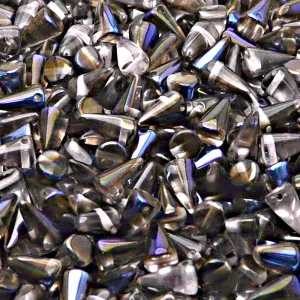 50pcs Czech Pressed Glass Spike Beads 5x8mm Rosaline Azuro