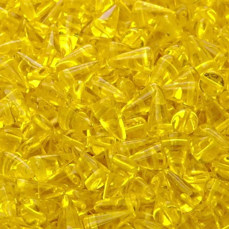 50pcs Czech Pressed Glass Spike Beads 5x8mm Amber