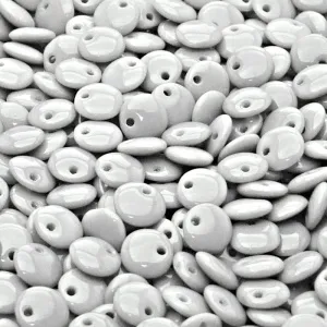 50pcs Czech Pressed Glass Lentil Beads 6mm Opaque Gray