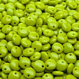 50pcs Czech Pressed Glass Lentil Beads 6mm Opaque Olivine