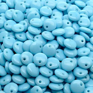 50pcs Czech Pressed Glass Lentil Beads 6mm Opaque Turquoise Blue