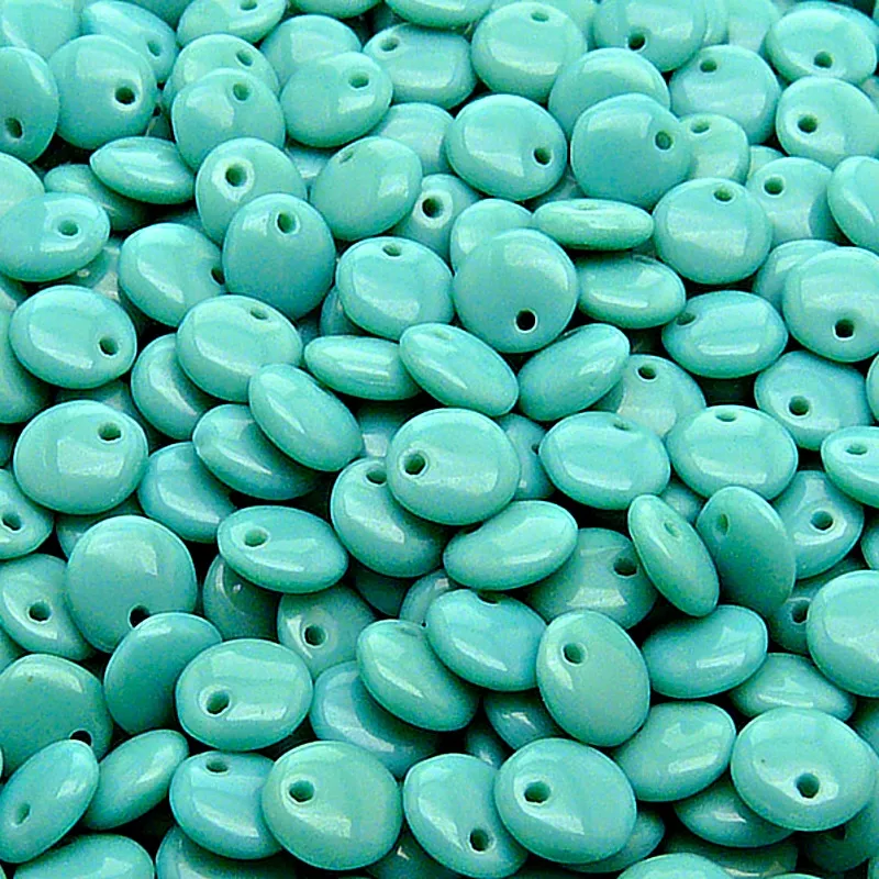 50pcs Czech Pressed Glass Lentil Beads 6mm Opaque Turquoise Green