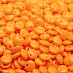 50pcs Czech Pressed Glass Lentil Beads 6mm Opaque Orange