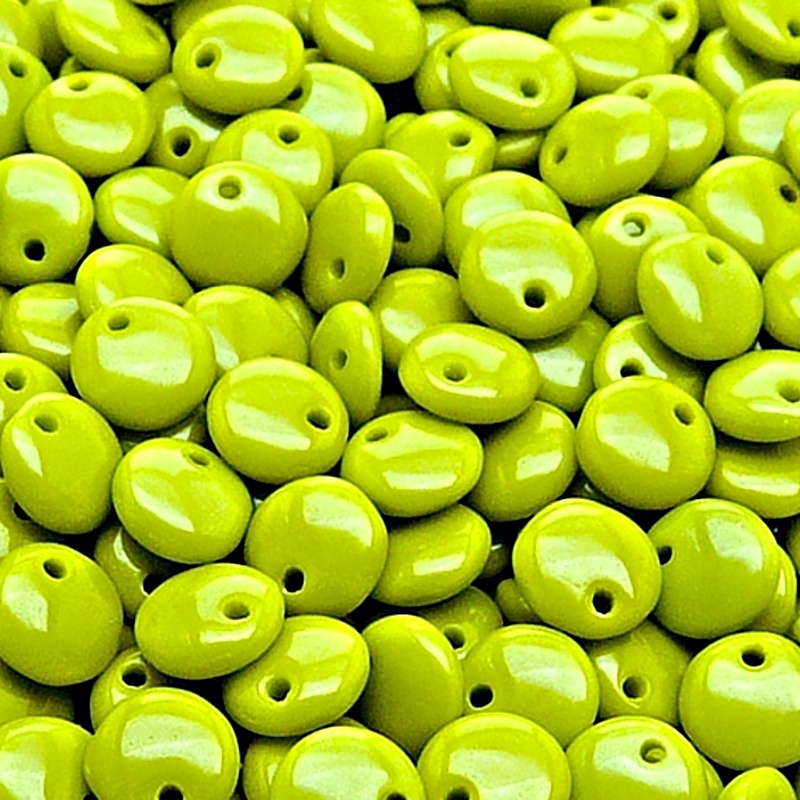 40pcs Czech Pressed Glass Lentil Beads 8mm Opaque Olivine