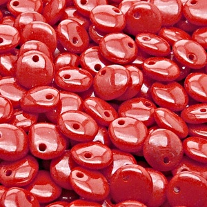 40pcs Czech Pressed Glass Lentil Beads 8mm Opaque Red Coral