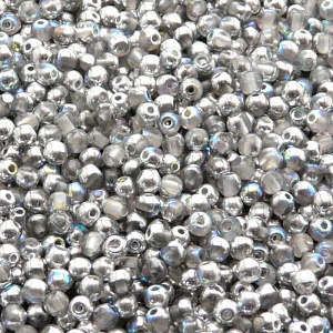 200pcs Czech Pressed Glass Round Beads 3mm Crystal Silver Rainbow