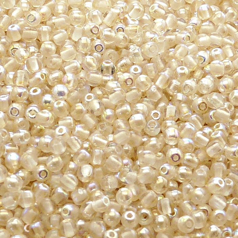 200pcs Czech Pressed Glass Round Beads 3mm Crystal Yellow Rainbow
