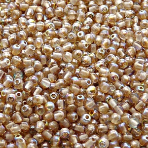 200pcs Czech Pressed Glass Round Beads 3mm Crystal Brown Rainbow
