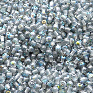 200pcs Czech Pressed Glass Round Beads 3mm Crystal Blue Rainbow