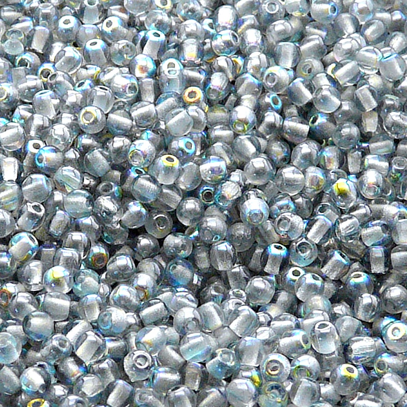 200pcs Czech Pressed Glass Round Beads 3mm Crystal Blue Rainbow