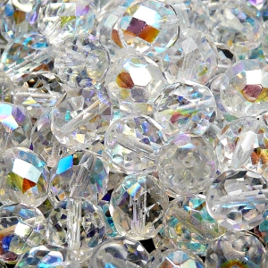 10pcs Czech Fire Polished Faceted Glass Beads Round 10mm Crystal AB