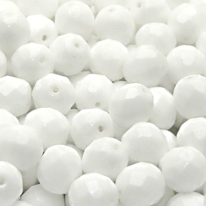 10pcs Czech Fire Polished Faceted Glass Beads Round 10mm Opaque Chalk White