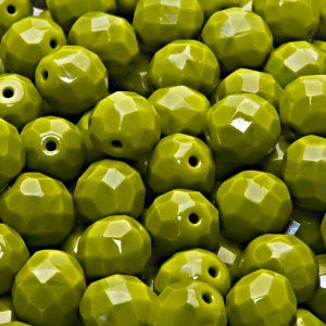 10pcs Czech Fire Polished Faceted Glass Beads Round 10mm Opaque Olivine