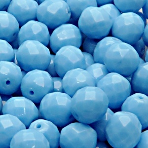 10pcs Czech Fire Polished Faceted Glass Beads Round 10mm Opaque Turquoise Blue