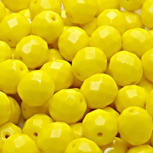 10pcs Czech Fire Polished Faceted Glass Beads Round 10mm Opaque Yellow