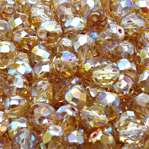 25pcs Czech Fire Polished Faceted Glass Beads Round 8mm Crystal Silver Rainbow