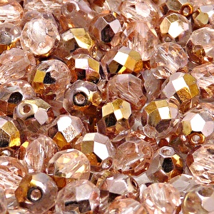 25pcs Czech Fire Polished Faceted Glass Beads Round 8mm Crystal Gold Capri
