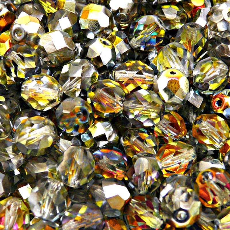 25pcs Czech Fire Polished Faceted Glass Beads Round 8mm Crystal Marea
