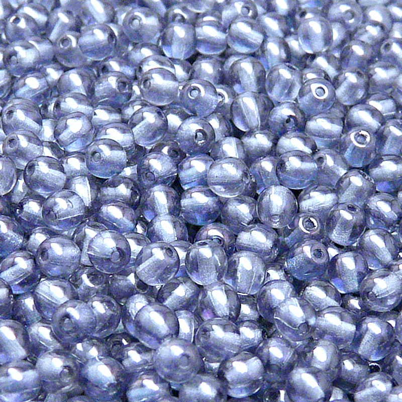 100pcs Czech Pressed Glass Round Beads 4mm Crystal Blue Luster