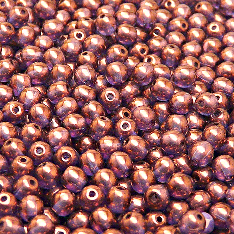 100pcs Czech Pressed Glass Round Beads 4mm Crystal Violet Vega Luster