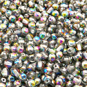 100pcs Czech Pressed Glass Round Beads 4mm Crystal Vitrail