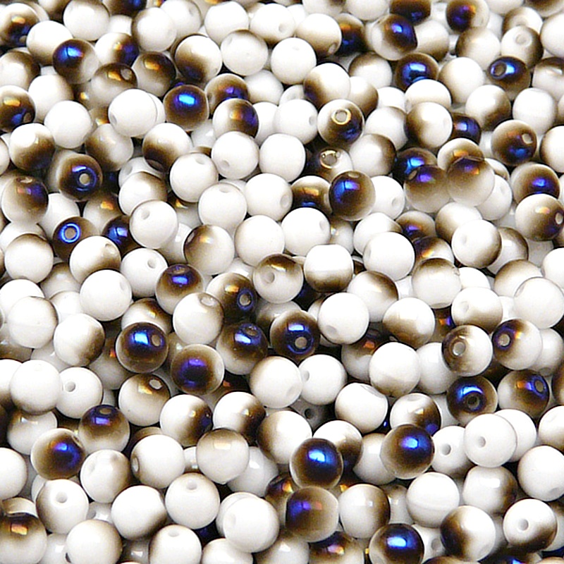 100pcs Czech Pressed Glass Round Beads 4mm Opaque Chalk White Azuro