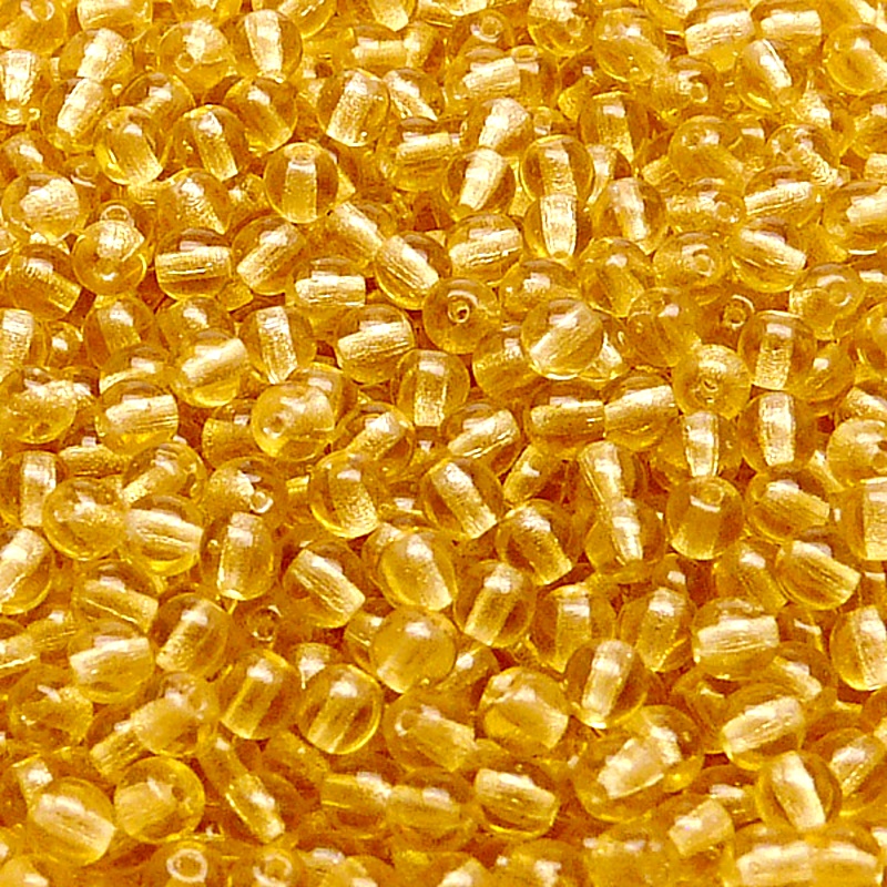 100pcs Czech Pressed Glass Round Beads 4mm Topaz