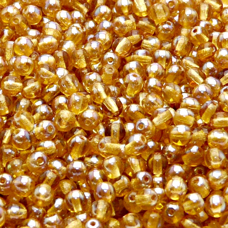 100pcs Czech Pressed Glass Round Beads 4mm Topaz Celsian