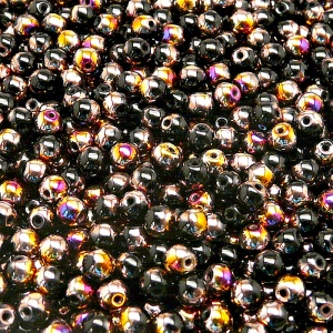 100pcs Czech Pressed Glass Round Beads 4mm Jet Sliperit