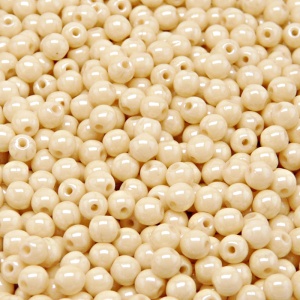 100pcs Czech Pressed Glass Round Beads 4mm Opaque Beige Ceramic Look