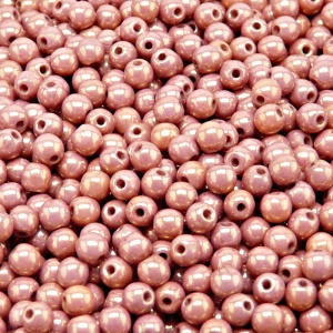 100pcs Czech Pressed Glass Round Beads 4mm Opaque Rose Ceramic Look