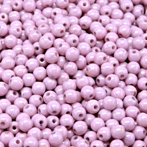 100pcs Czech Pressed Glass Round Round 4mm Opaque Light Rose Ceramic Look